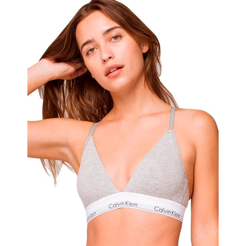 Calvin Klein Modern Cotton Lightly Lined Triangle Bralette Grey Heather XS