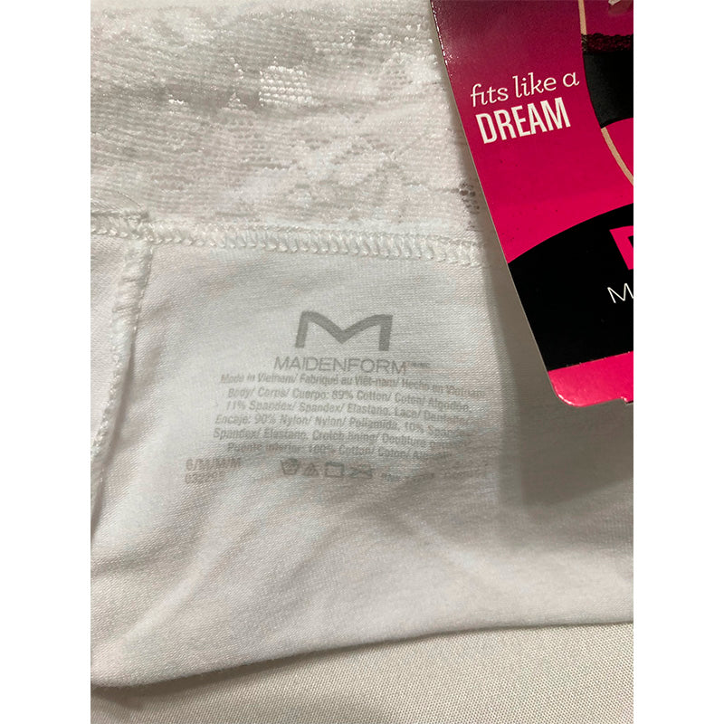 Maidenform Women's Dream Cotton with Lace Boyshort White 6