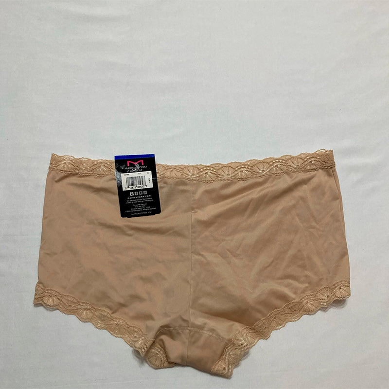 Maidenform Microfiber and Lace Boyshort boy shorts panties Latte Lift XL