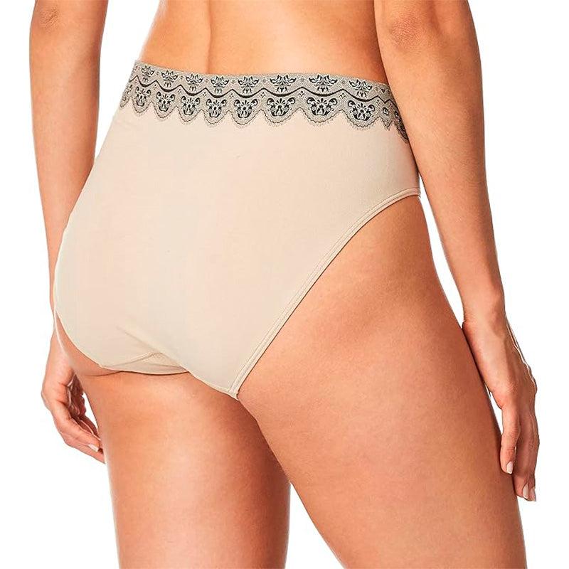 Bali One Smooth All Over Smoothing Hi Cut Panty Briefs-underwear Nude With Black Lace M
