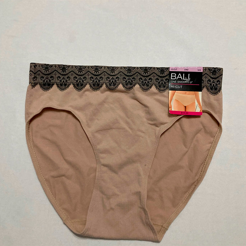 Bali One Smooth All Over Smoothing Hi Cut Panty Briefs-underwear Nude With Black Lace M