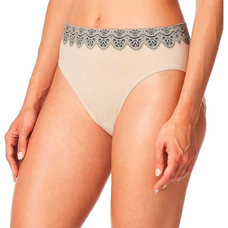 Bali One Smooth All Over Smoothing Hi Cut Panty Briefs-underwear Nude With Black Lace M