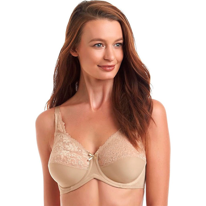 Lilyette Comfort Lace Minimizer Bra Body Beige 36D
