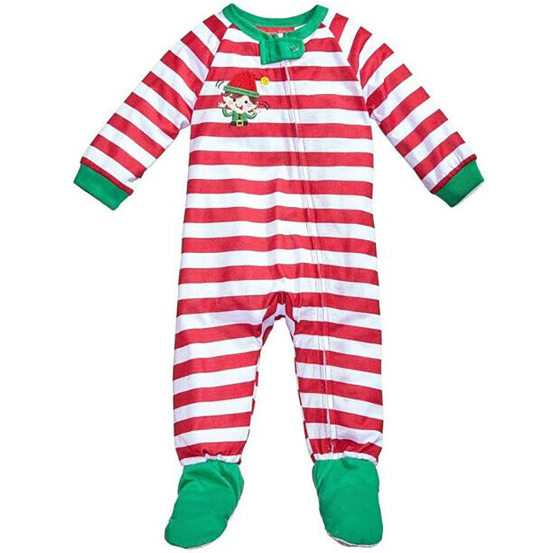 Family PJs Infant Elfing Around Footed Pajamas Candy Cane Stripe 18 M