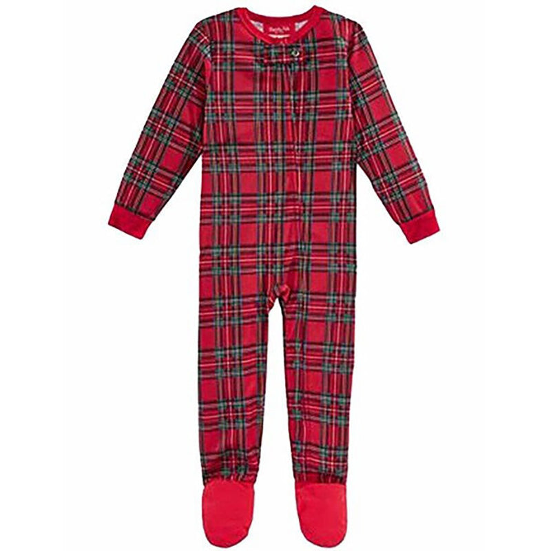 Family PJs Infant 1-Pc Footed Pajamas Brinkley Plaid Red 24M