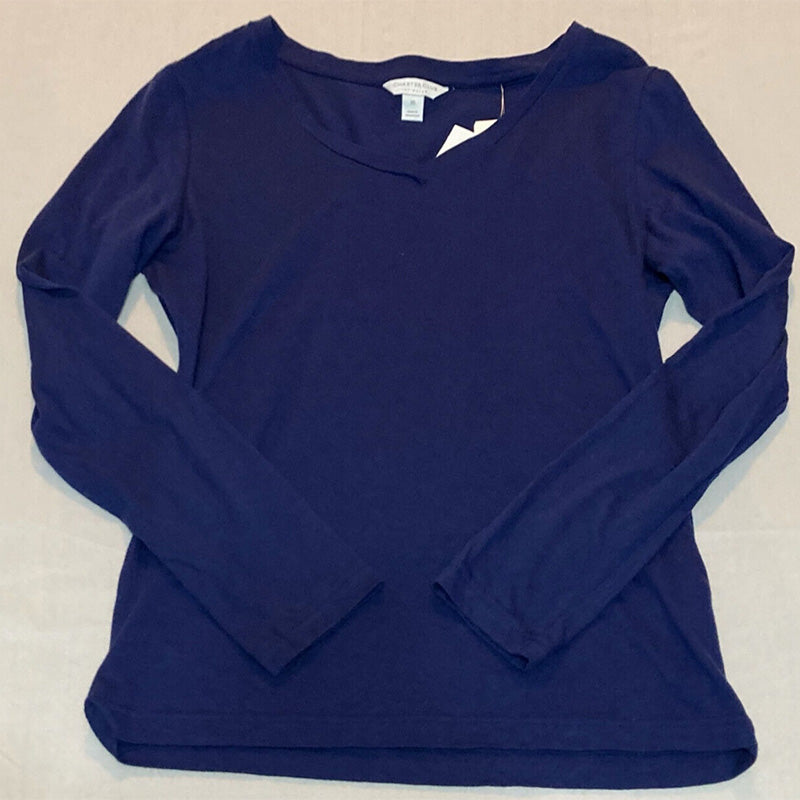 Charter Club V-neck Only Pajama Top Navy XS