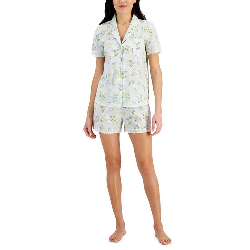 Charter Club Cotton Lace-Trim Only Pajama Top Multicolor M