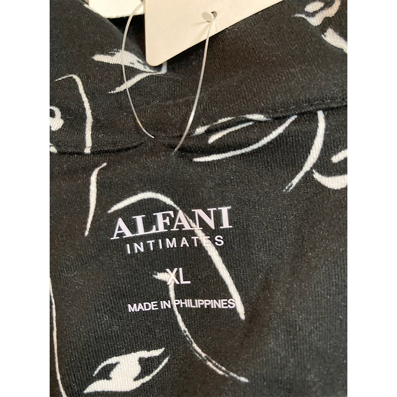 Alfani Button Only Pajama Top Black & White XL