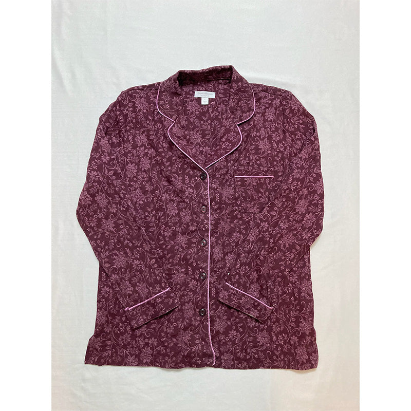 Charter Club Soft Brushed Cotton Only Pajama Top Burgundy S