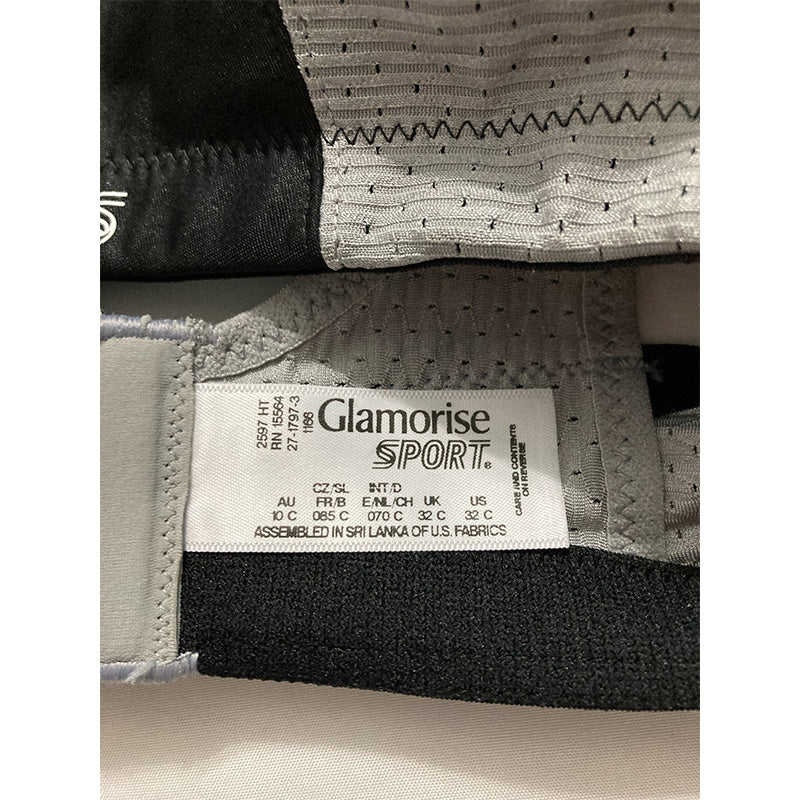 Glamorise Double-Layer Custom-Control Sport Bra Grey & Black 32C