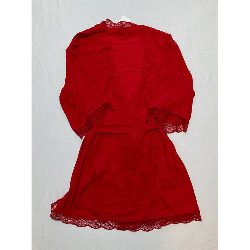 INC Lace Trim Short Robe Ski Patrol L
