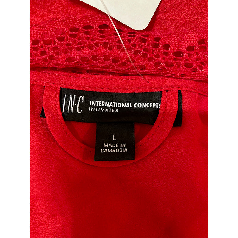 INC Lace Trim Short Robe Ski Patrol L