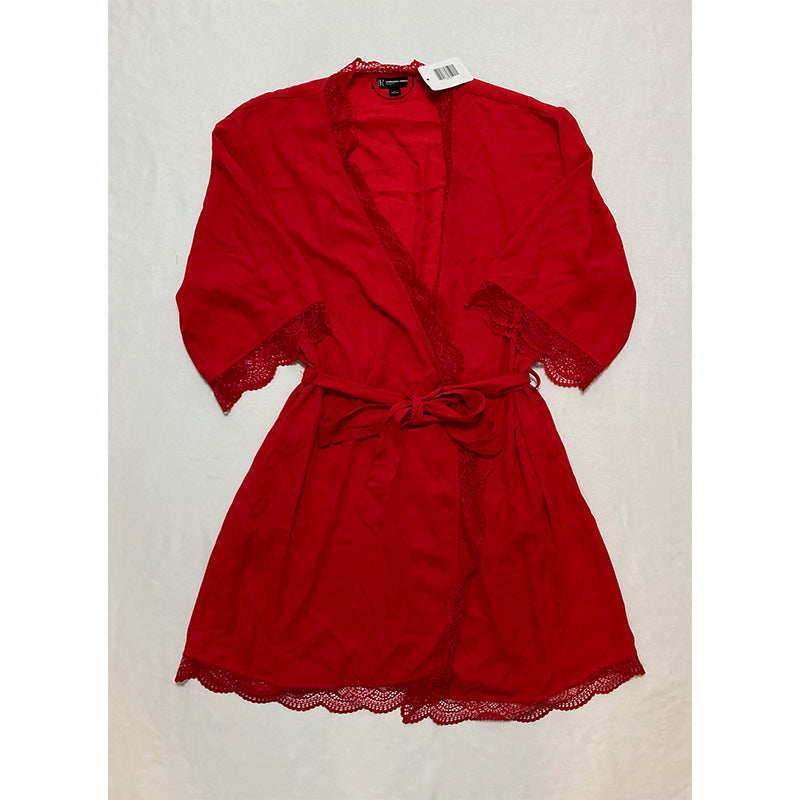 INC Lace Trim Short Robe Ski Patrol L