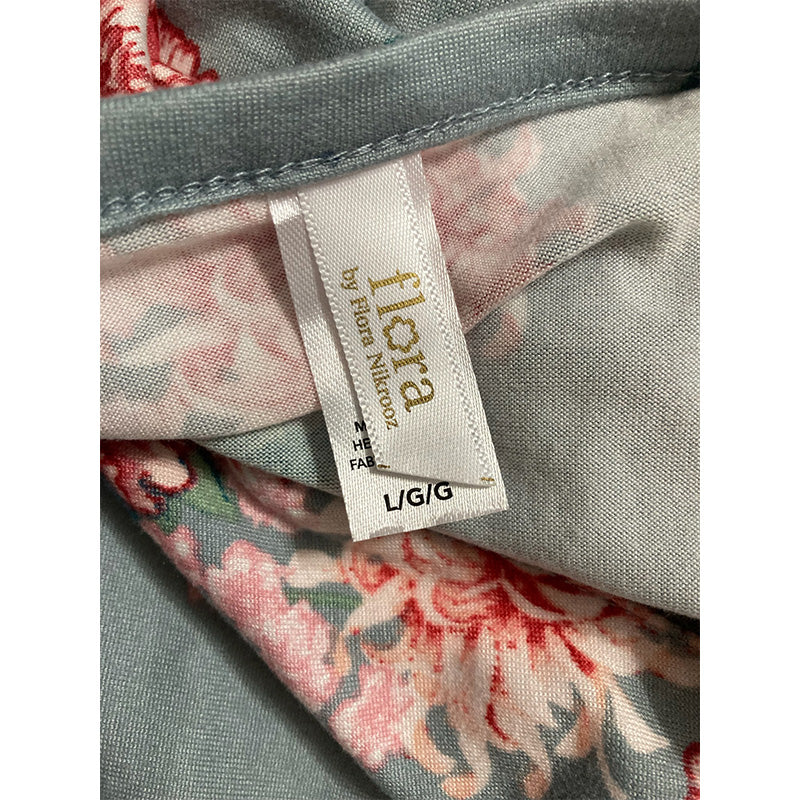Flora Nikrooz Printed Knit Long Sleeve Only Pajama Top Gray L