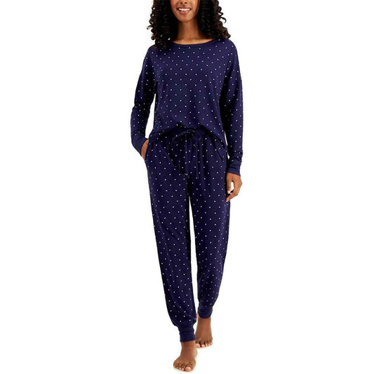 Alfani Intimates Crescent Moon Pajama Set Navy M