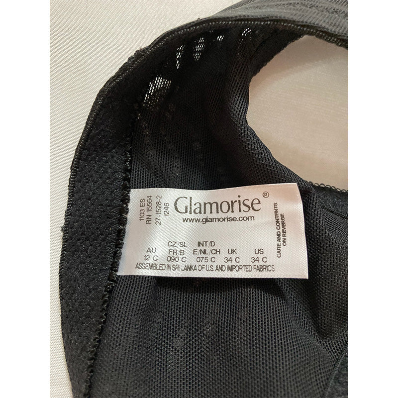 Glamorise Front-Close T-Back Wonderwire Underwire Black 34C