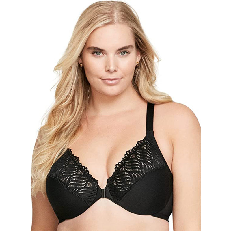 Glamorise Front-Close T-Back Wonderwire Underwire Black 34C