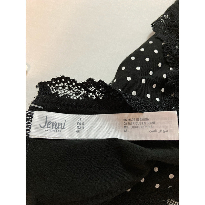 Jenni Lace Trim Hipster Underwear Black Dot L