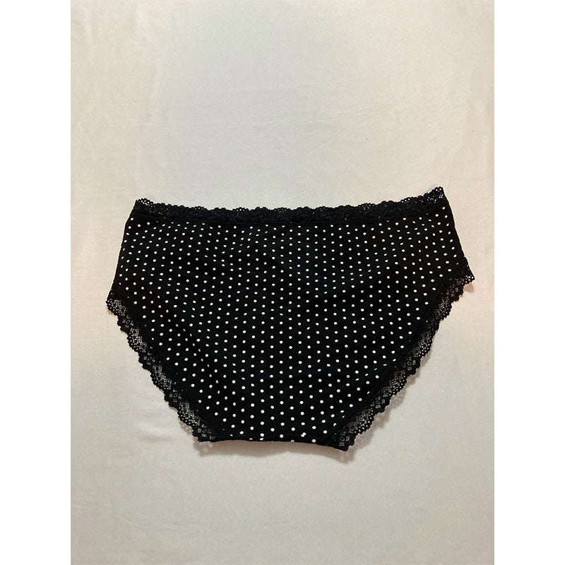 Jenni Lace Trim Hipster Underwear Black Dot L