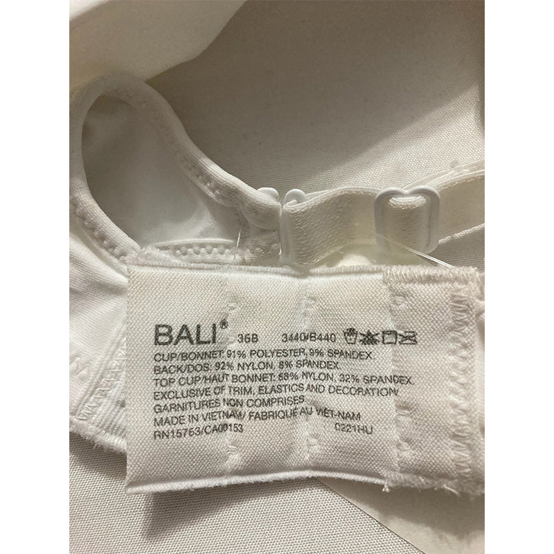 Bali Double Support Spa Closure Wirefree Bra White 36B