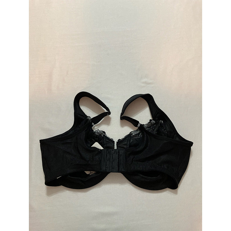 Glamorise Low Cut Wonderwire Lace Bra Underwire Black 36F