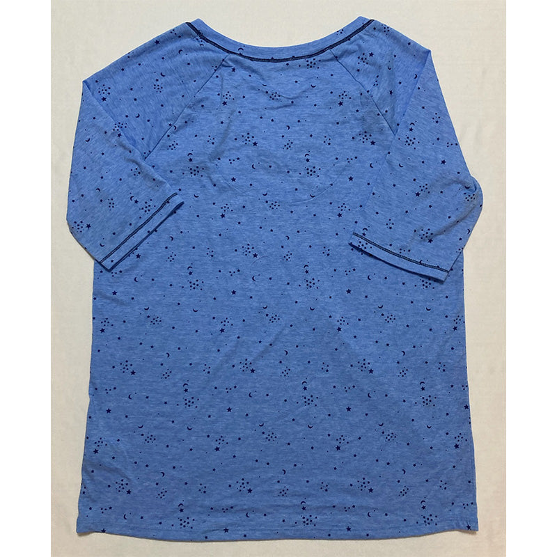 Cuddl Duds Printed Elbow-Sleeve Only Pajama Top Navy S
