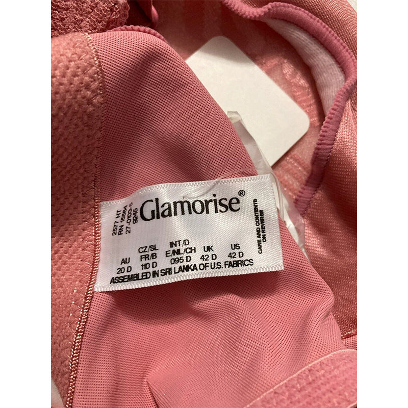 NWD Glamorise Plus Size Lacey T-Back Pink 42D