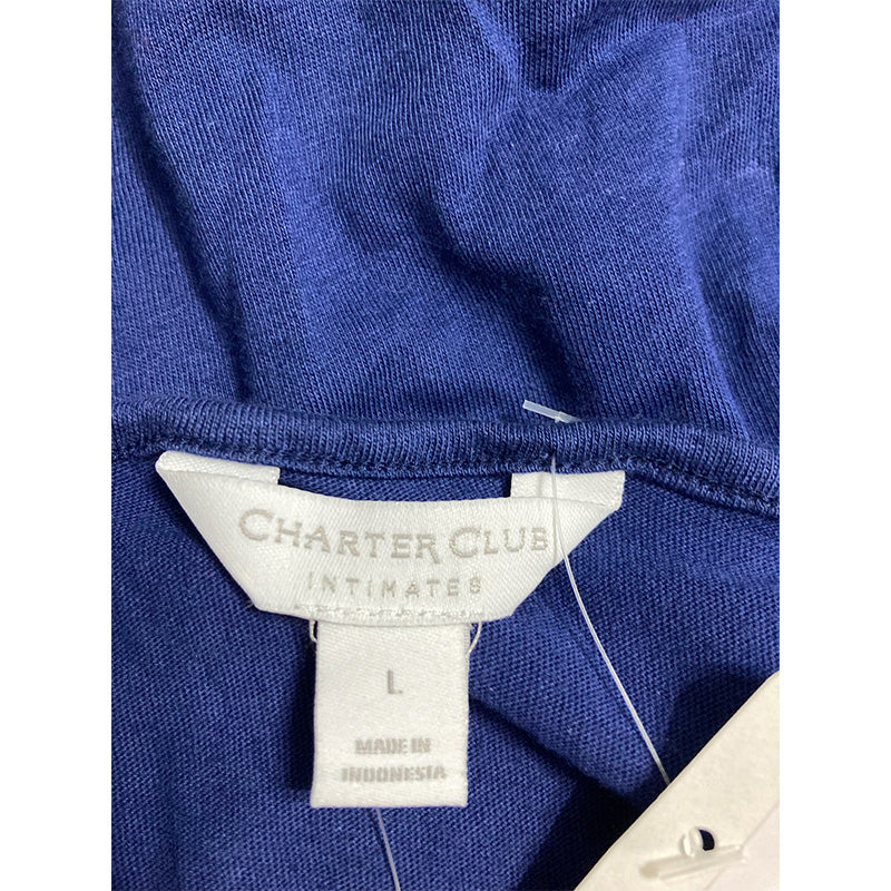 Charter Club Everyday Cotton Only Crochet-Trim Top Navy L