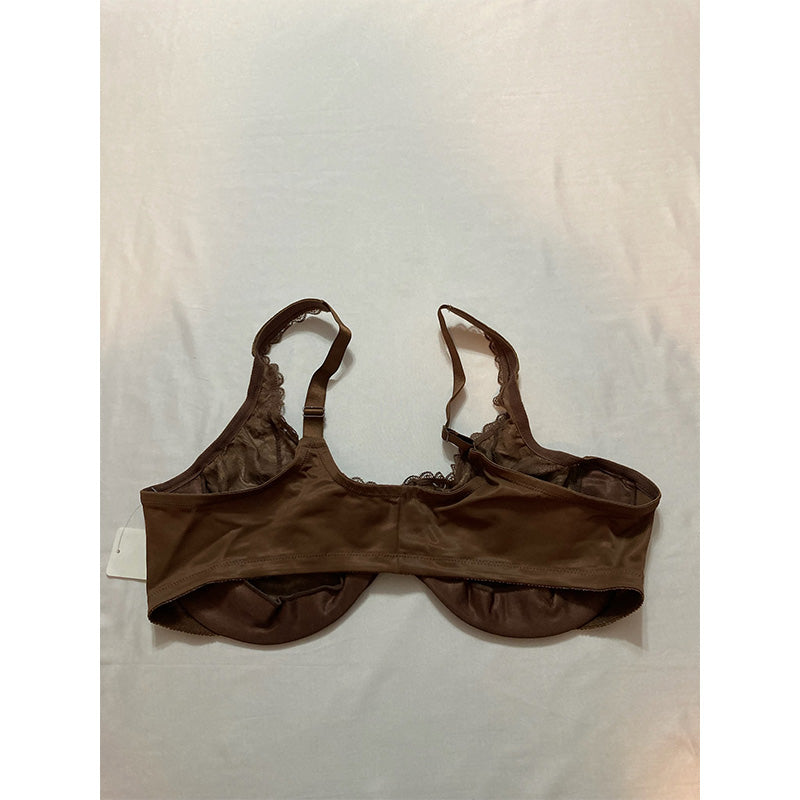 Glamorise Wonderwire Front Close Stretch Lace Bra Cafe 48C