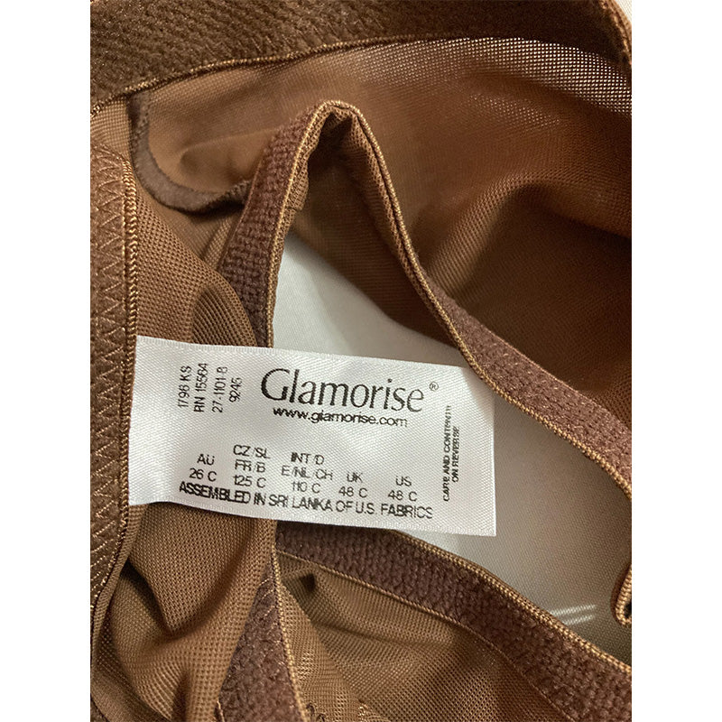 Glamorise Wonderwire Front Close Stretch Lace Bra Cafe 48C