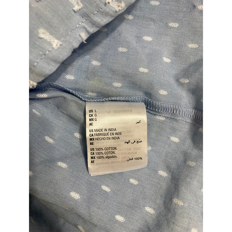 Charter Club Cotton Only Pajama Top Swiss Dot Blue L