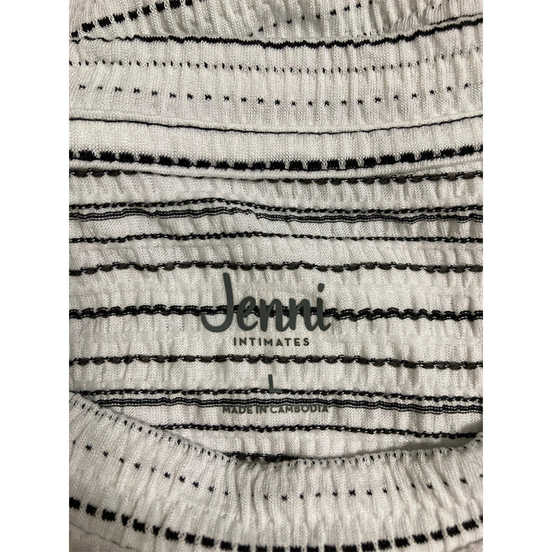 Jenni White Textured Striped Neck Only T-Shirt White L