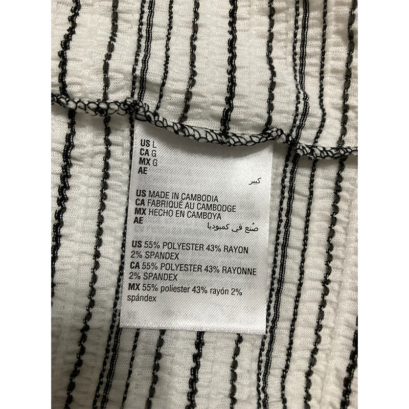 Jenni White Textured Striped Neck Only T-Shirt White L