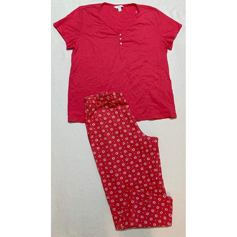 Charter Club Long Sleeve Soft Knit Pajama Set Red L