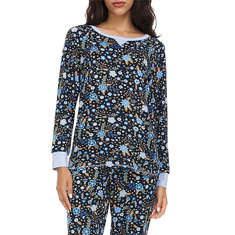 Flora Nikrooz Printed Knit Only Pajama Top Blue S