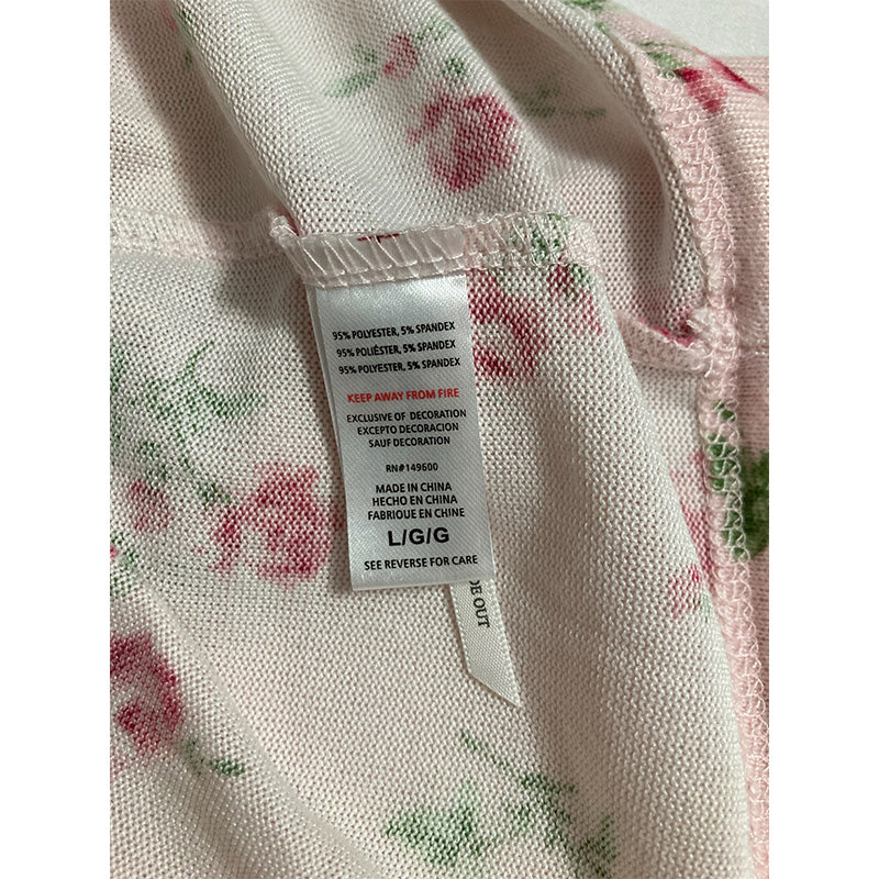 Flora Nikrooz Jenna Printed Sweater Knit Only Pajama Top Pink L