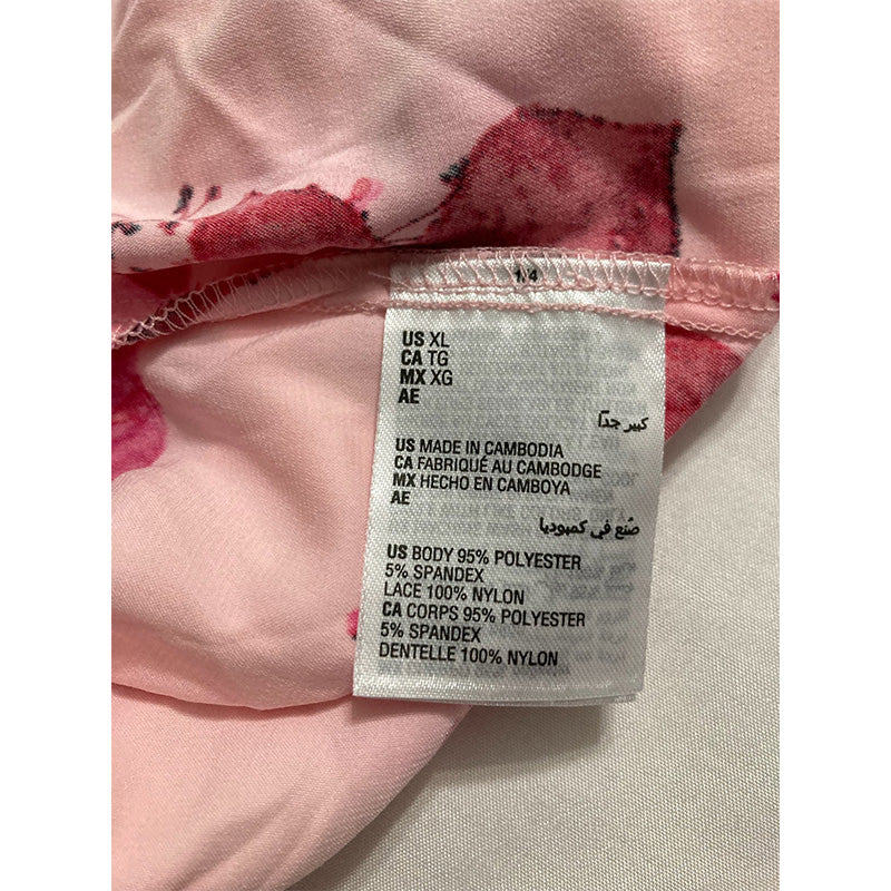 INC Sleep Short With Lace Pink Floral XL