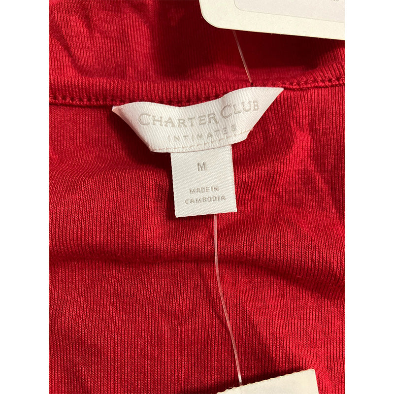 Charter Club V-neck Only Pajama Top Red Petite M