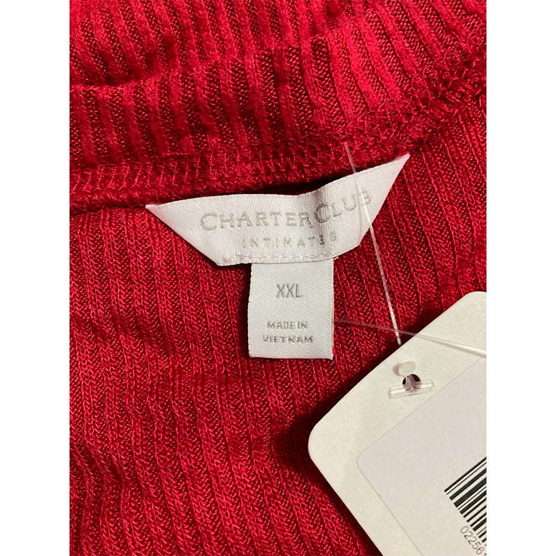 Charter Club Ribbed Henley Only Pajama Top Red 2XL