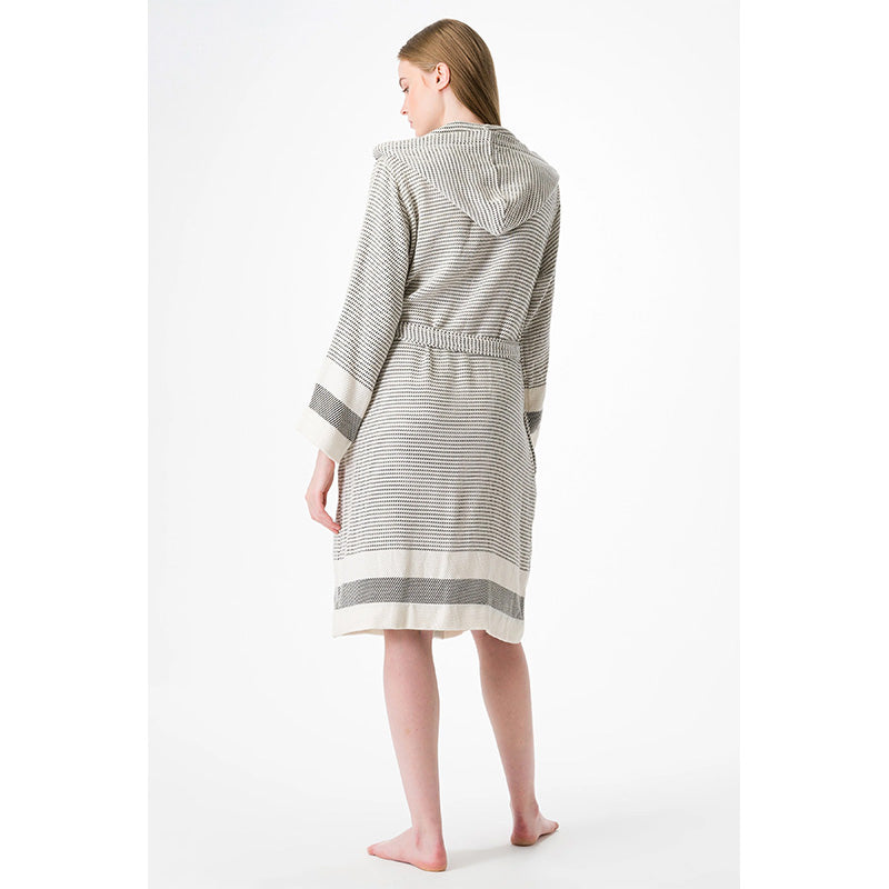 Olive&Linen Pixel Turkish Towel Robe Black/White 1