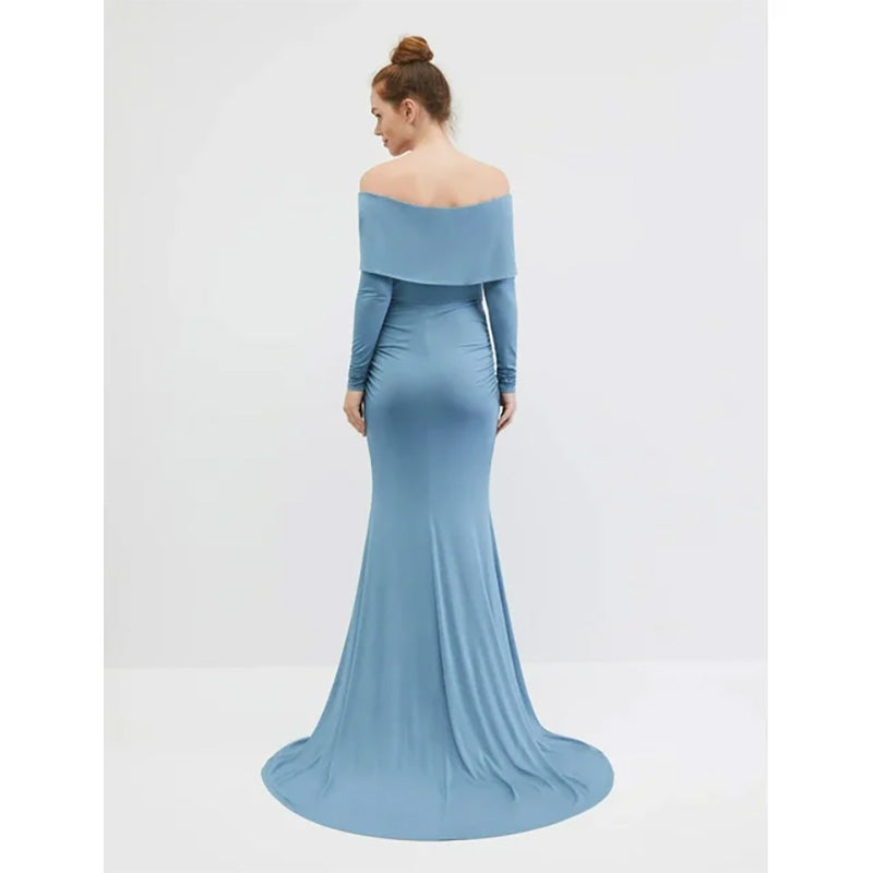 Motherhood Maternity Off-Shoulder Gown/Dress Blue XL