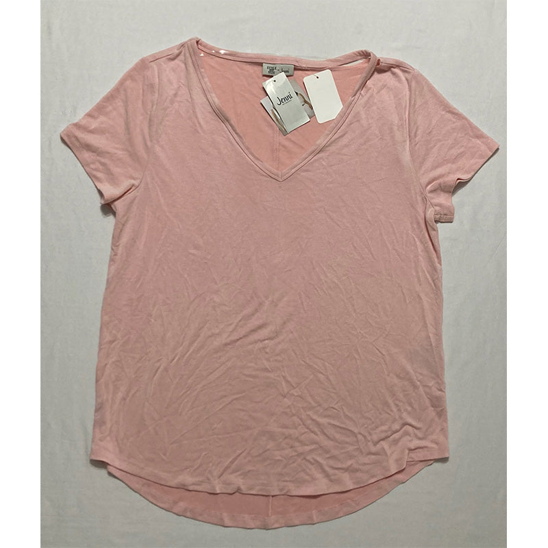 Jenni Style Not Size Short Sleeve Neckline Cutout T-Shirt Pink L