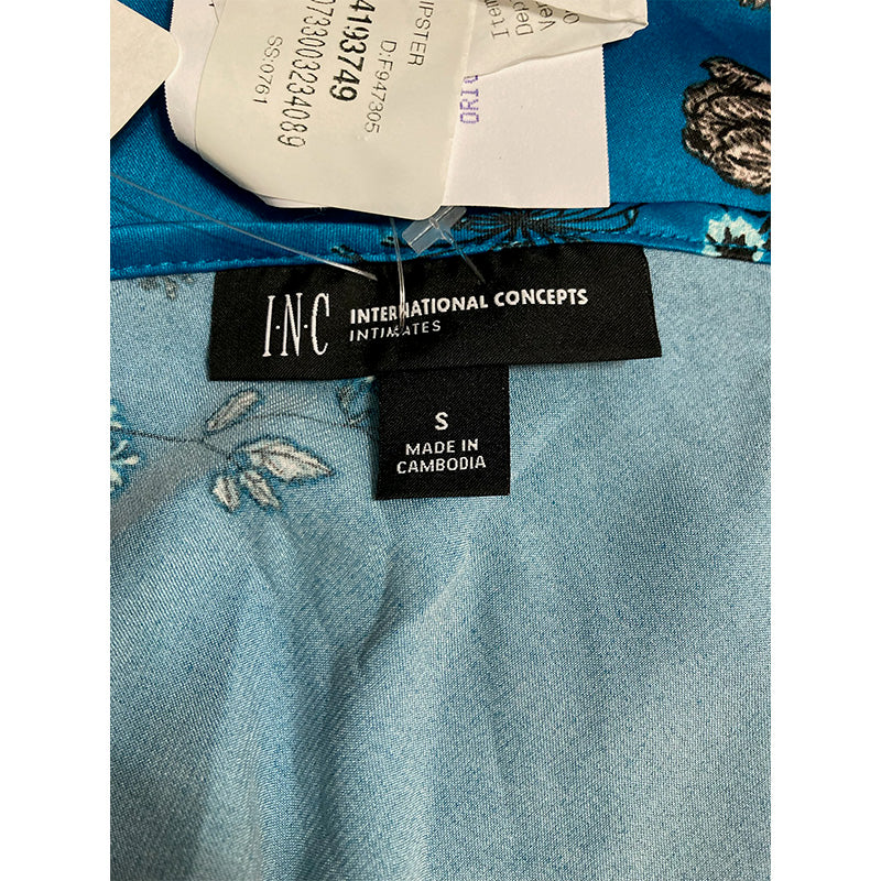 INC Pajama Dress V Neck Blue Floral S