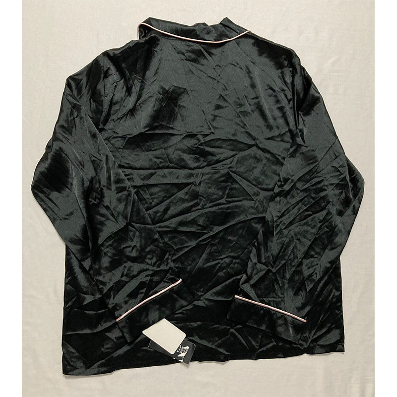 INC Satin Notch Collar Only Pajama Top Black M
