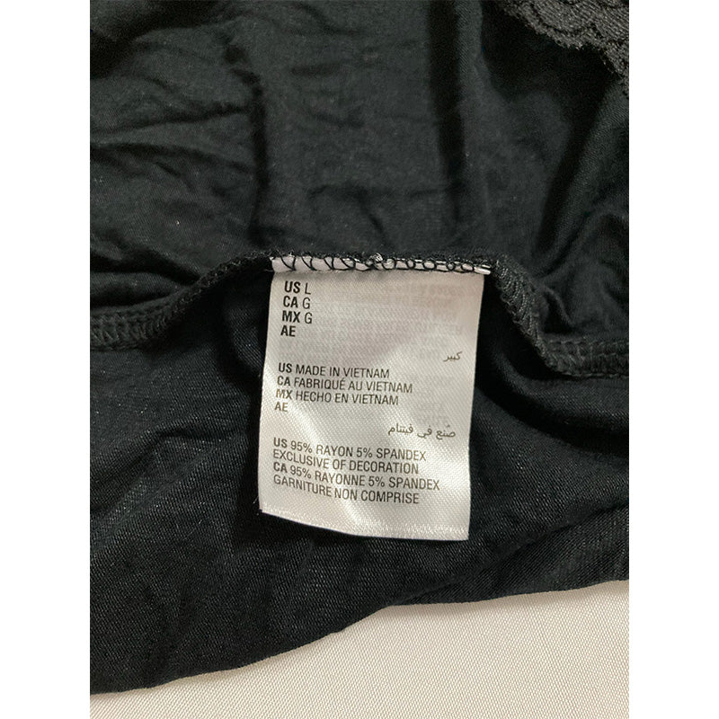 INC Lace-Trim Pajama Top Black L