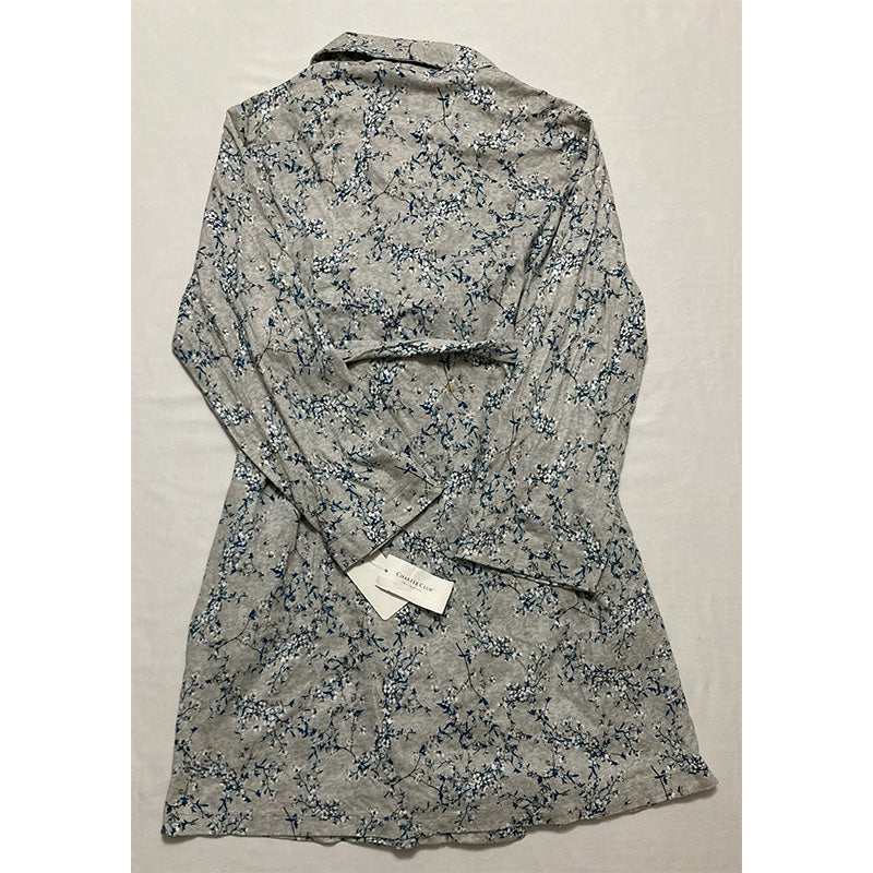 NWD Charter Club Printed Short Cotton Wrap Robe Grey Floral S