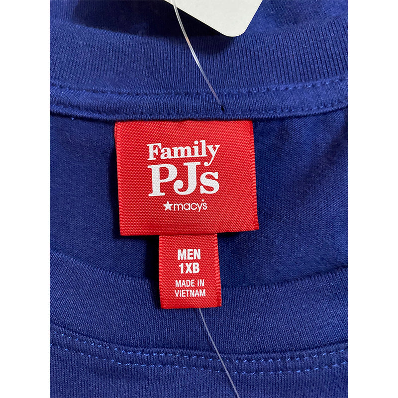 FAMILY PJs Printed Long Sleeve Crew Neck Only Pajama Top Navy 1XB