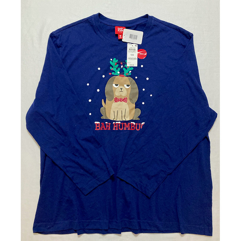 FAMILY PJs Printed Long Sleeve Crew Neck Only Pajama Top Navy 1XB