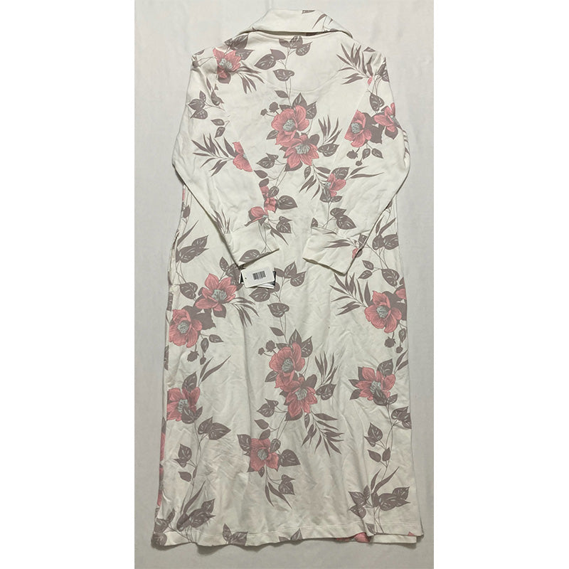 NWD Miss Elaine Printed Long Zipper Robe White L