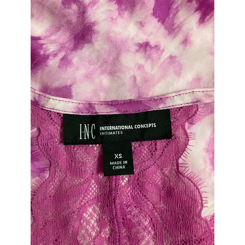 INC Only Pajama Top Lace Adjustable Straps Tie Dye Pink XS